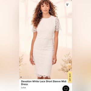 Lulus Devotion White Lace Short Sleeve Midi Dress